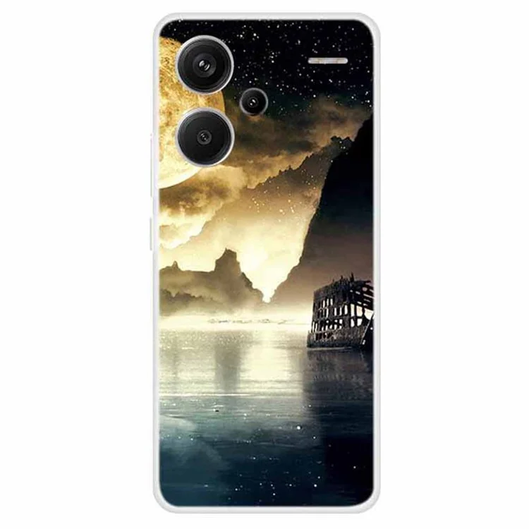 For Xiaomi Redmi Note 13 Pro+ 5G TPU Case Pattern Printing Back Phone Cover - Moonlight Lakeside