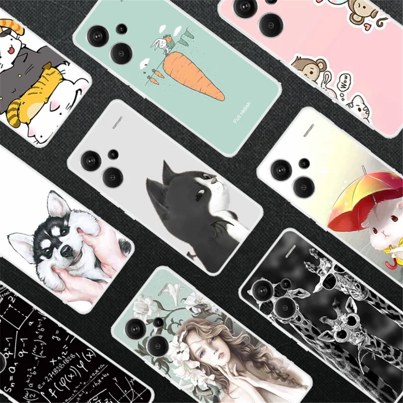 For Xiaomi Redmi Note 13 Pro+ 5G TPU Case Pattern Printing Back Phone Cover - Radish and Rabbit