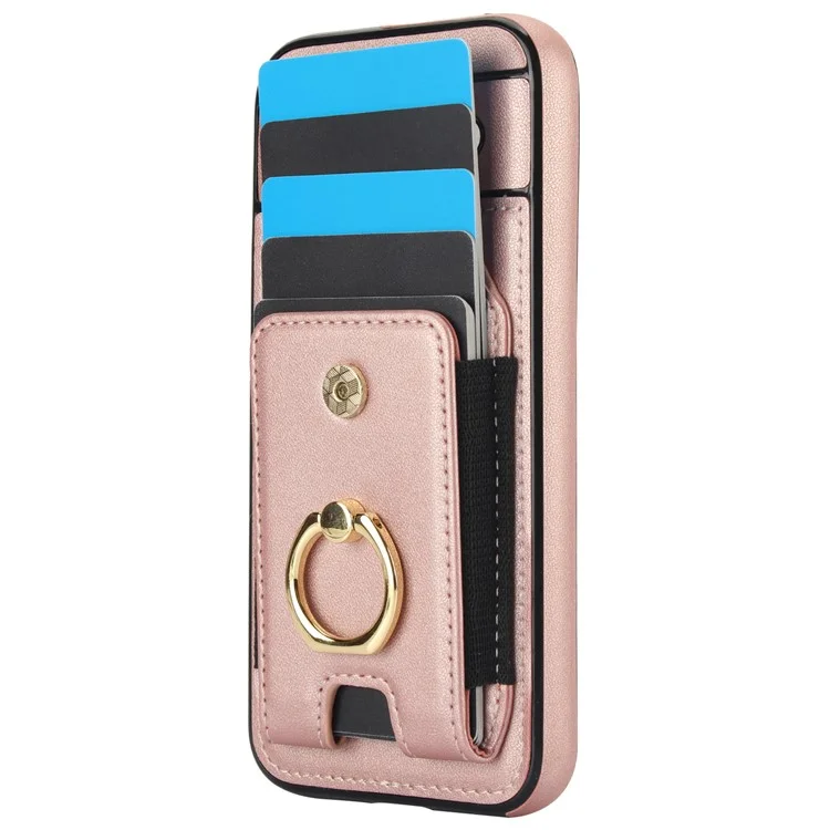 For Google Pixel 8a Kickstand Case PU Leather+TPU Phone Cover with Card Slots - Rose Gold