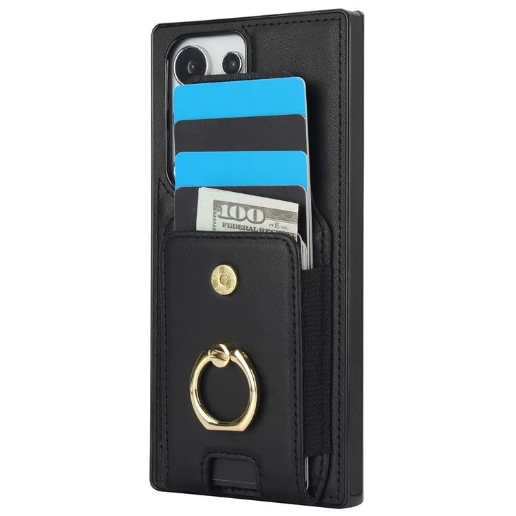 For Samsung Galaxy S23 Ultra Case Leather + TPU Kickstand Card Holder Phone Cover - Black