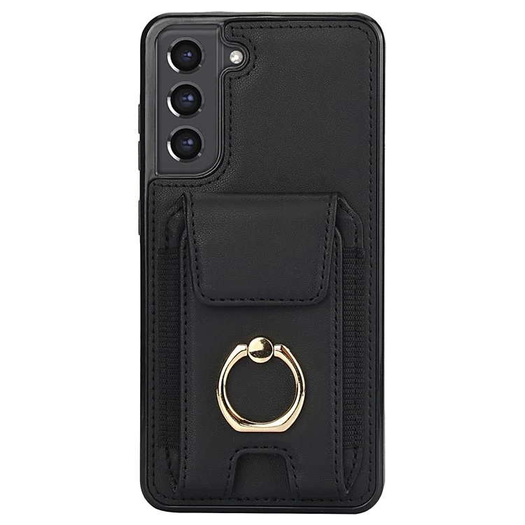 Per Samsung Galaxy S22+ 5G Custodia in Pelle PU Rivestita in TPU Custodia per Telefono con Porta Carte - Nero