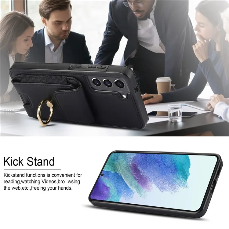 Per Samsung Galaxy S22+ 5G Custodia in Pelle PU Rivestita in TPU Custodia per Telefono con Porta Carte - Nero