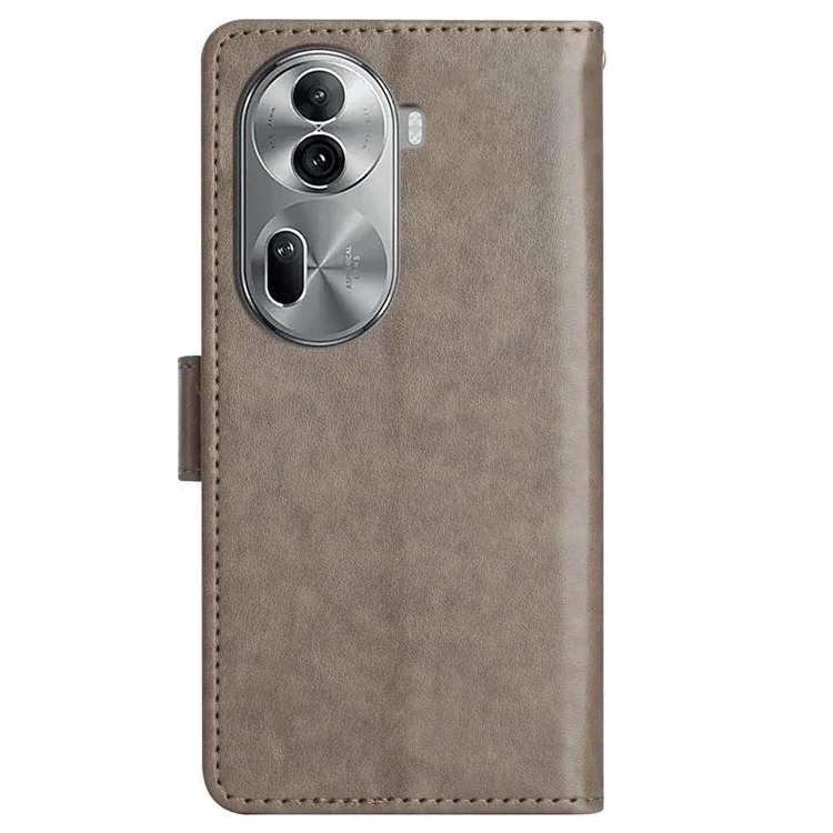 For Oppo Reno11 Pro 5G (Global) Case Butterfly Pattern PU Leather Wallet Phone Cover - Grey