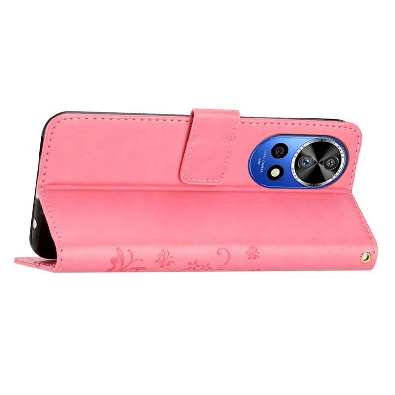 For Huawei nova 12 Pro 5G / nova 12 Ultra 5G Case PU Leather Wallet Butterfly Phone Cover - Pink