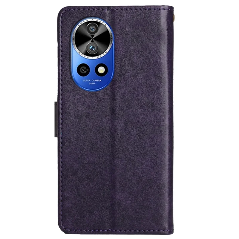 Para Huawei nova 12 Pro 5G / nova 12 Ultra 5G Capa de carteira de couro PU Capa de borboleta - Roxo escuro