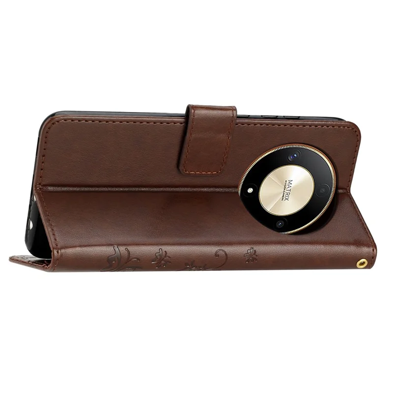 For Honor Magic6 Lite 5G / X50 5G / X9b 5G Wallet Case Butterfly Leather Flip Phone Cover - Brown