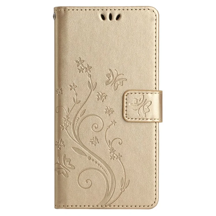 Для Xiaomi 14 Ultra Wallet Phone Case Butterfly Pattern PU Leather Flip Cover - Gold