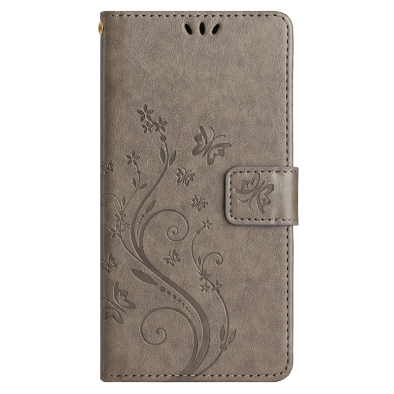For OnePlus 12R 5G / Ace 3 5G Case Imprinted Butterfly Pattern Card Slots Phone Cover - Grey
