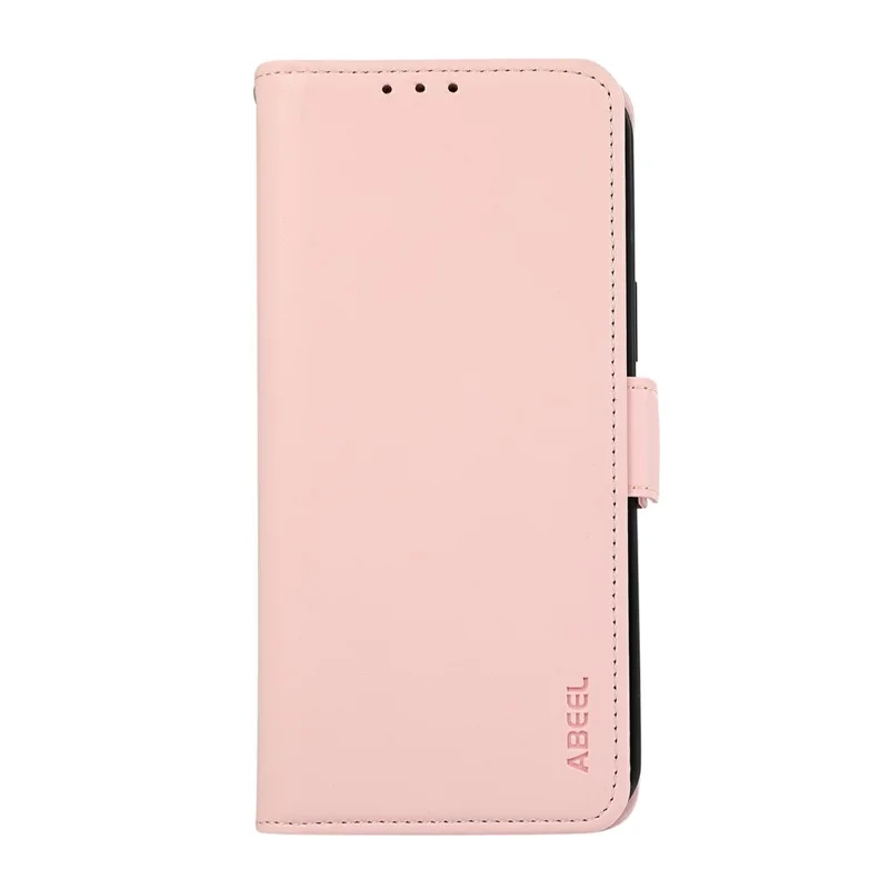 ABEEL For iPhone 15 Pro Max Shockproof Phone Shell Soft PU Leather Phone Stand Case FID Blocking Wallet - Pink