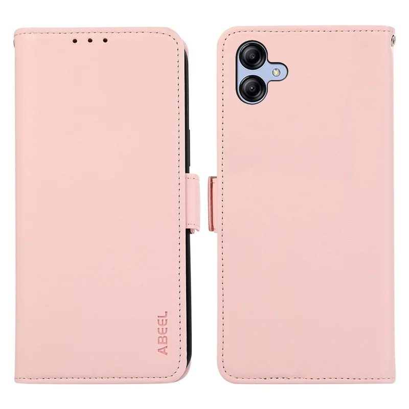 ABEEL For Samsung Galaxy A04 4G (164.4 x 76.3 x 9.1 mm) PU Leather Wallet Stand Case RFID Blocking Phone Shell - Pink