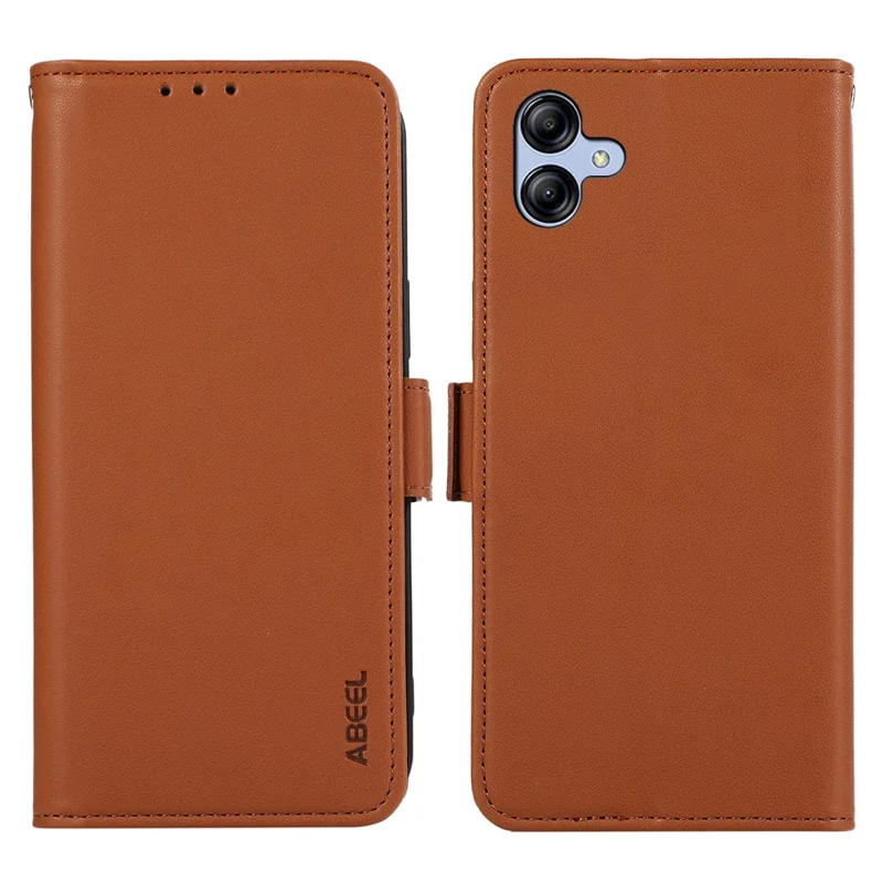 ABEEL For Samsung Galaxy A04 4G (164.4 x 76.3 x 9.1 mm) PU Leather Wallet Stand Case RFID Blocking Phone Shell - Brown