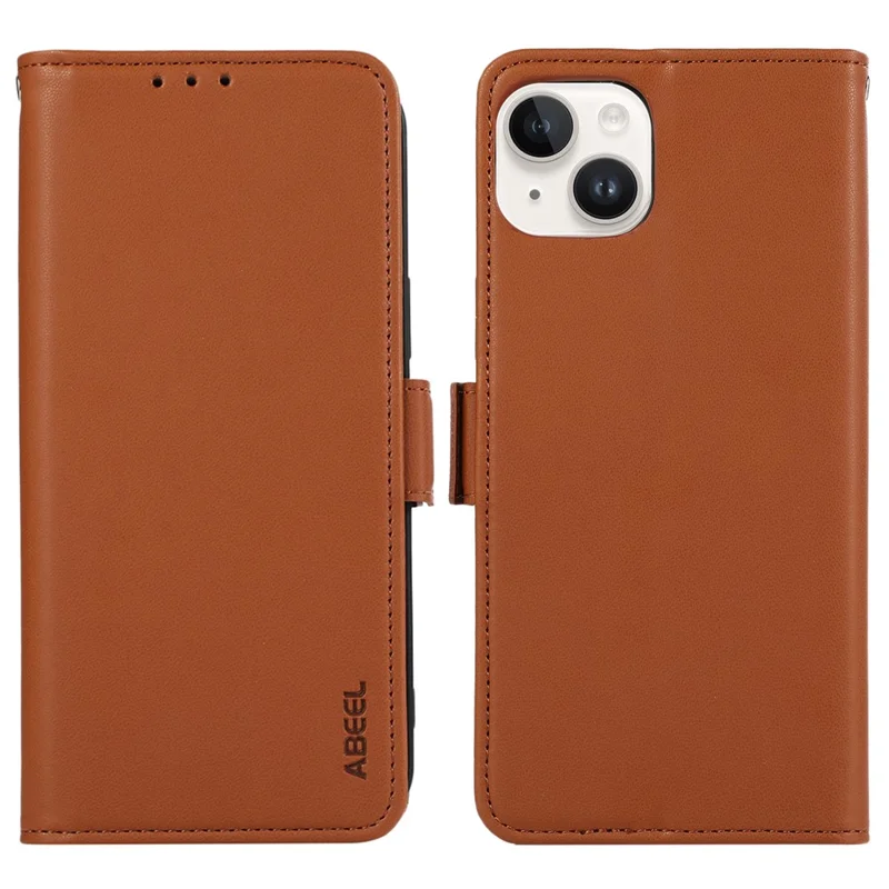ABEEL Flipportefeuillehoes van leer voor iPhone 14 Plus met RFID-blokkering - Bruin
