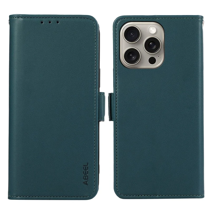 ABEEL til iPhone 14 Pro Læderetui RFID-blokerende Wallet Beskyttende telefontæske - Grøn