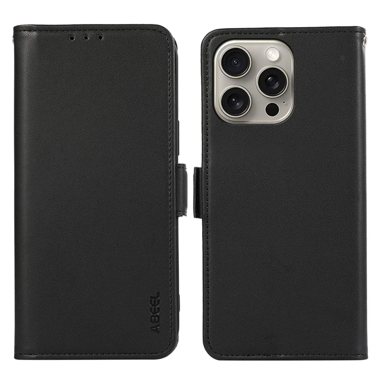 ABEEL For iPhone 12 Pro Max Wallet Case RFID Blocking Leather Stand Phone Cover - Black