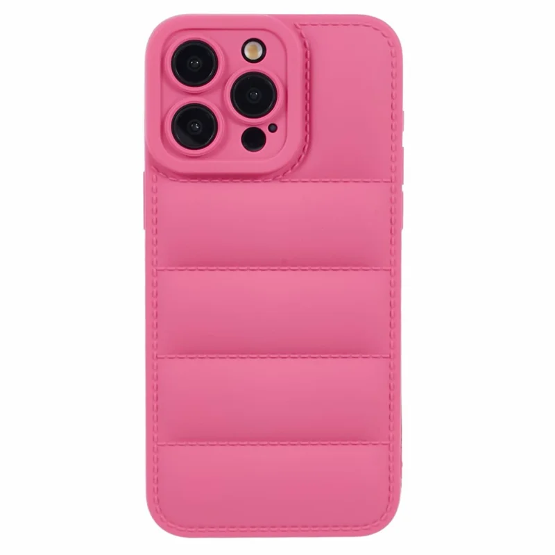 JTW Series For iPhone 12 Pro Max 6.7 inch Cell Phone Cases Rubberized Grid Down Jacket Texture Cover - Rose