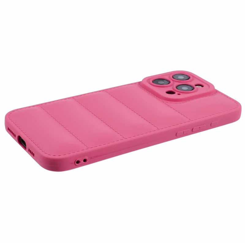 JTW Series For iPhone 12 Pro Max 6.7 inch Cell Phone Cases Rubberized Grid Down Jacket Texture Cover - Rose