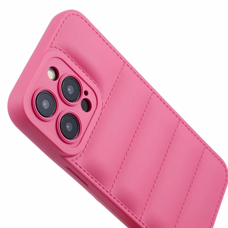 JTW Series For iPhone 12 Pro Max 6.7 inch Cell Phone Cases Rubberized Grid Down Jacket Texture Cover - Rose