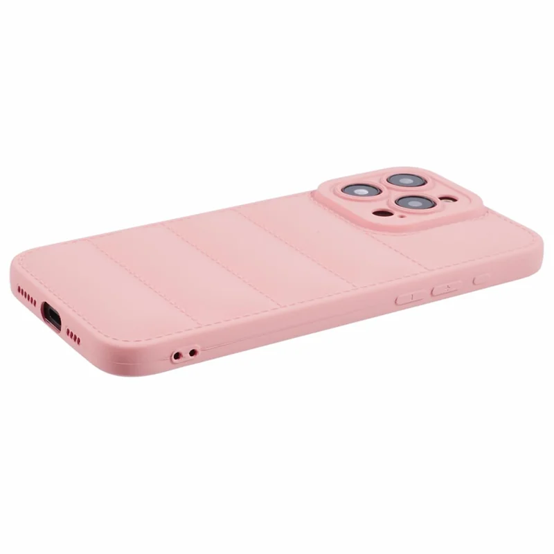 JTW Series For iPhone 12 Pro 6.1 inch Case Soft TPU Grid Down Jacket Texture Smart Phone Shell - Pink