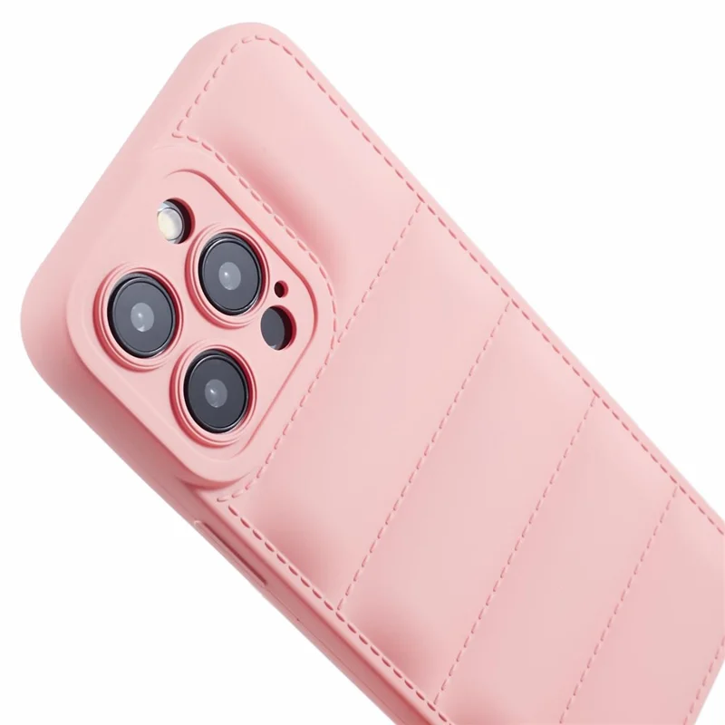 JTW Series For iPhone 12 Pro 6.1 inch Case Soft TPU Grid Down Jacket Texture Smart Phone Shell - Pink