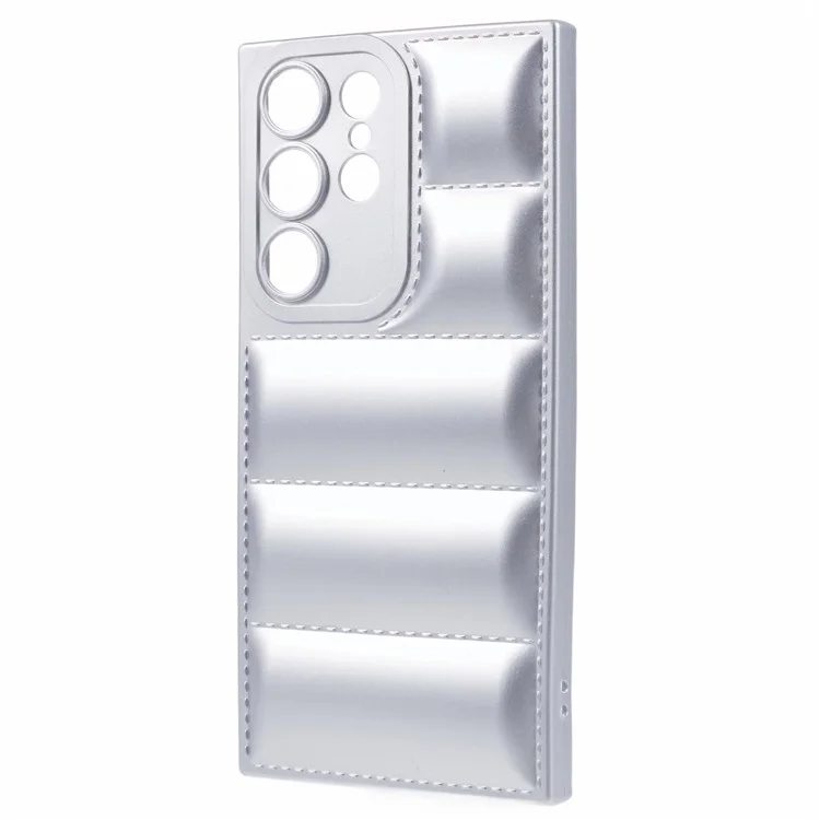 JTW Series per Samsung Galaxy S22 Ultra 5G TPU Cover Down Jacket Design Phone Case - Argento