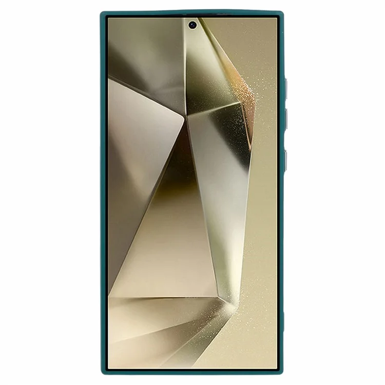 QH Series for Samsung Galaxy S24 Ultra Kickstand Case Silicone Cover Big Lens Hole - Army Green