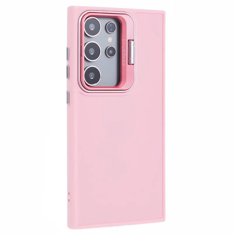 QH Series for Samsung Galaxy S23 Ultra Case with Camera Invisible Kickstand Silicone Phone Cover - Pink