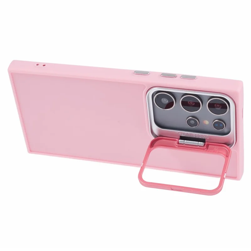 QH Series for Samsung Galaxy S23 Ultra Case with Camera Invisible Kickstand Silicone Phone Cover - Pink