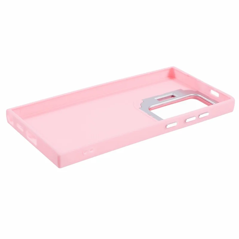 QH Series for Samsung Galaxy S23 Ultra Case with Camera Invisible Kickstand Silicone Phone Cover - Pink