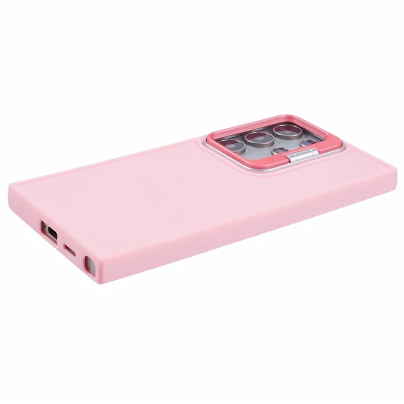 QH Series for Samsung Galaxy S23 Ultra Case with Camera Invisible Kickstand Silicone Phone Cover - Pink
