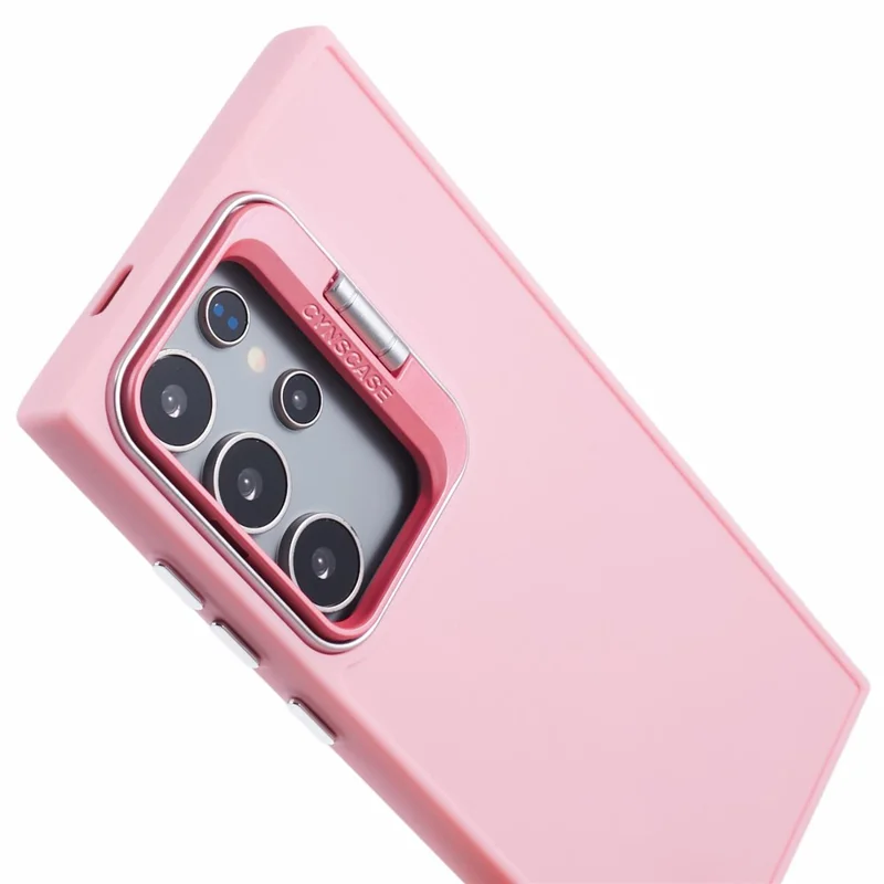 QH Series for Samsung Galaxy S23 Ultra Case with Camera Invisible Kickstand Silicone Phone Cover - Pink