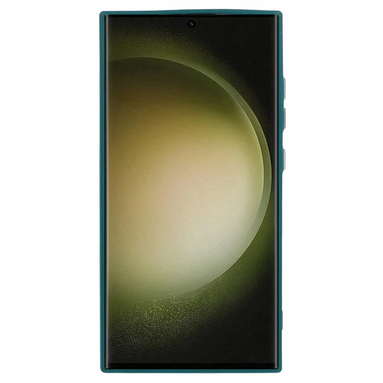Série QH pour étui Samsung Galaxy S22 Ultra 5G en silicone au toucher soyeux avec support - Vert Armée