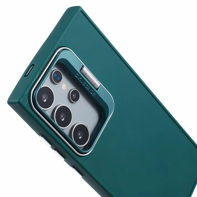Série QH pour étui Samsung Galaxy S22 Ultra 5G en silicone au toucher soyeux avec support - Vert Armée