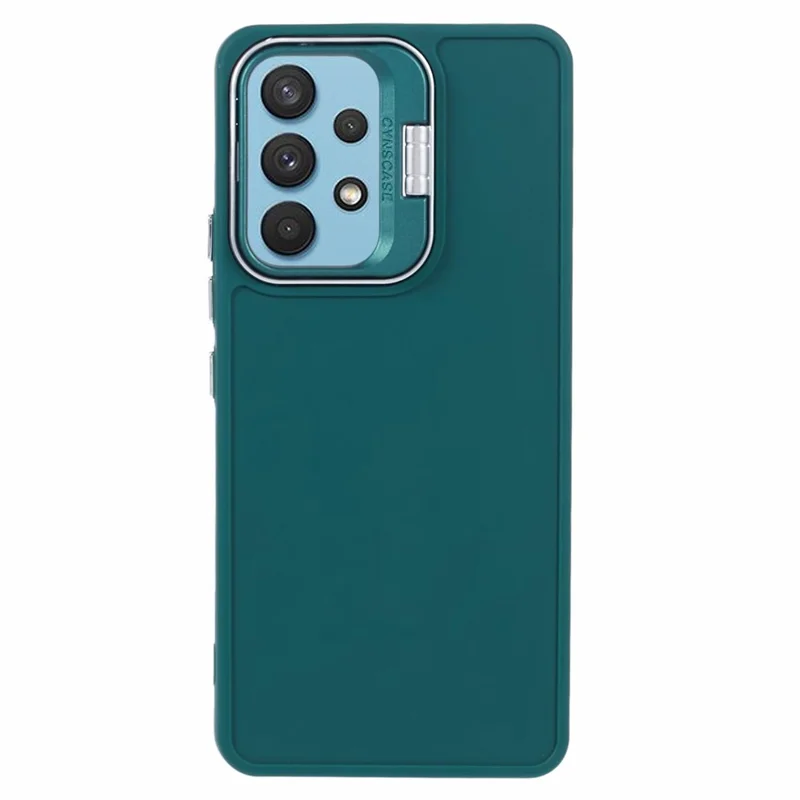 QH Series for Samsung Galaxy A32 4G (EU Version) Case Hidden Kickstand Soft Silicone Phone Cover - Army Green