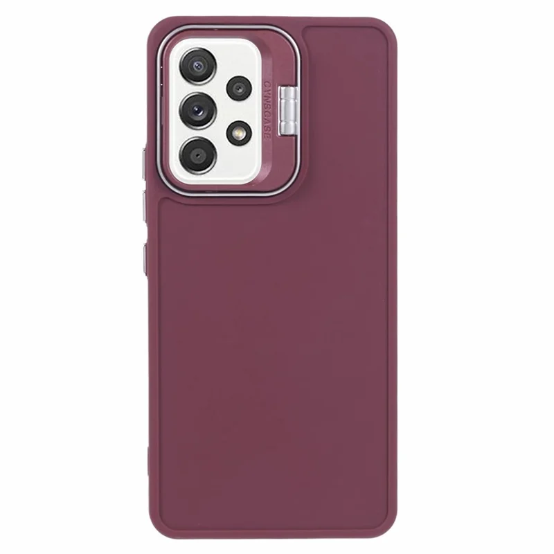 QH Series for Samsung Galaxy A23 4G / A23 5G (Global Version) Silicone Case Lens Frame Kickstand Phone Cover - Wine Red