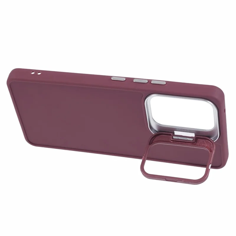 QH Series for Samsung Galaxy A23 4G / A23 5G (Global Version) Silicone Case Lens Frame Kickstand Phone Cover - Wine Red