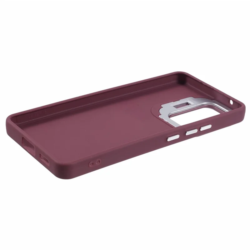 QH Series for Samsung Galaxy A23 4G / A23 5G (Global Version) Silicone Case Lens Frame Kickstand Phone Cover - Wine Red