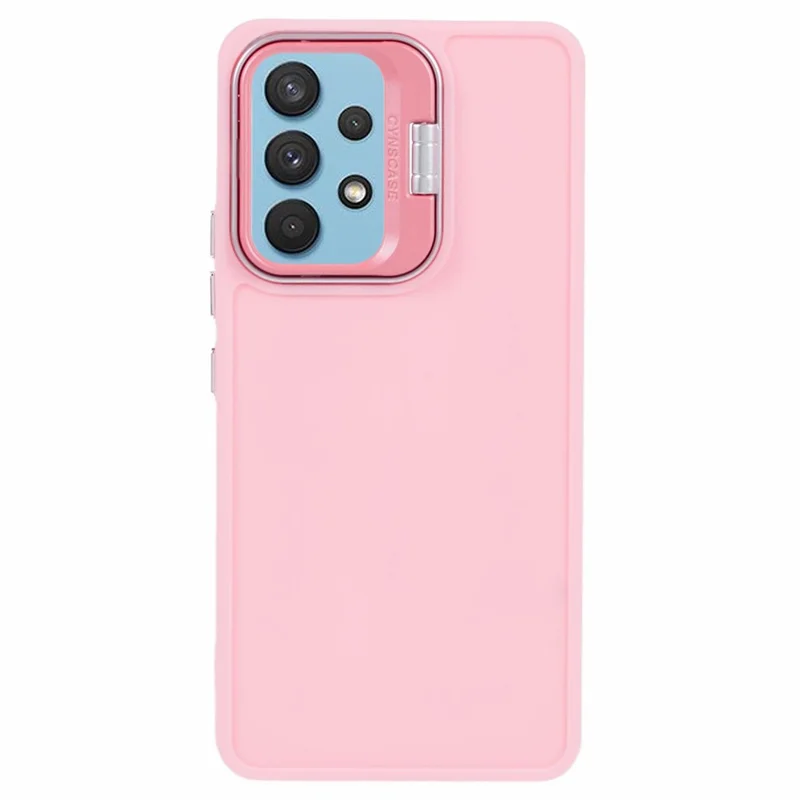 QH Series for Samsung Galaxy A13 4G / 5G Case Lens Frame Kickstand Silicone Phone Cover - Pink