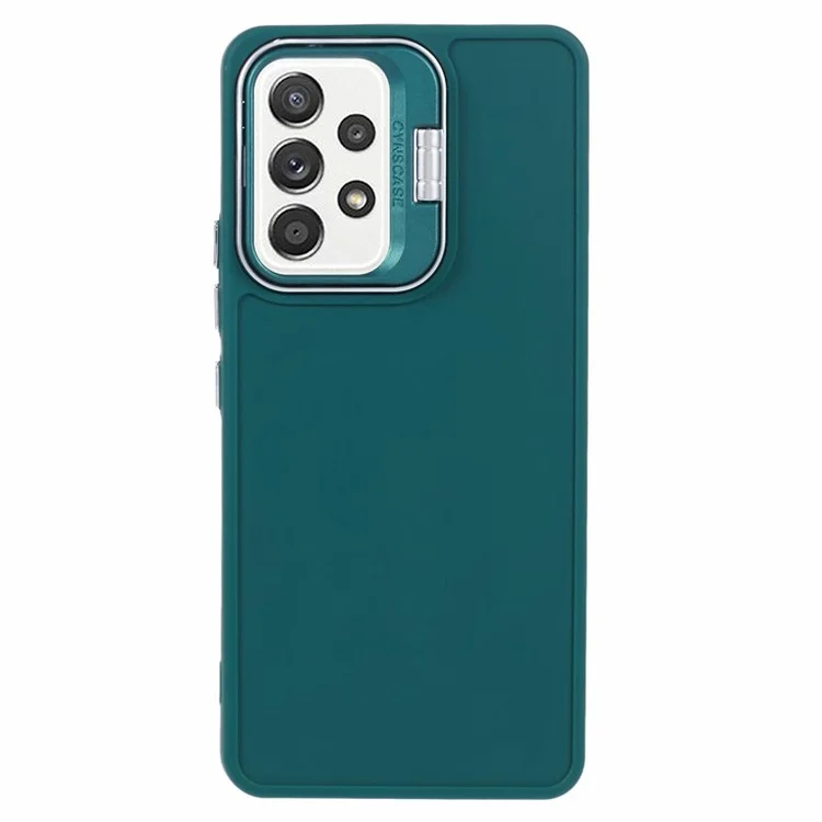 Série QH pour la Samsung Galaxy A53 5G, étui de protection en silicone pour téléphone avec support pour objectif - Vert armée