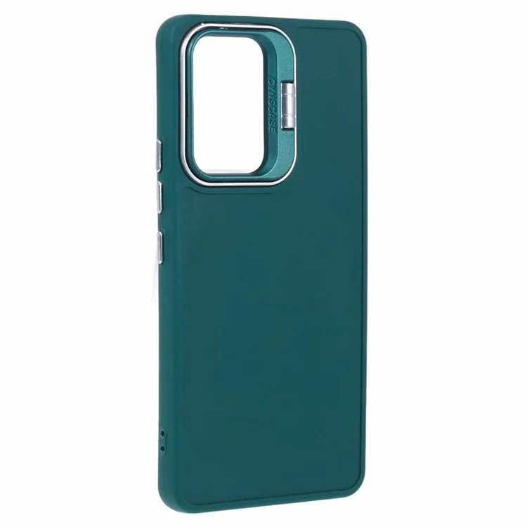 Série QH pour la Samsung Galaxy A53 5G, étui de protection en silicone pour téléphone avec support pour objectif - Vert armée
