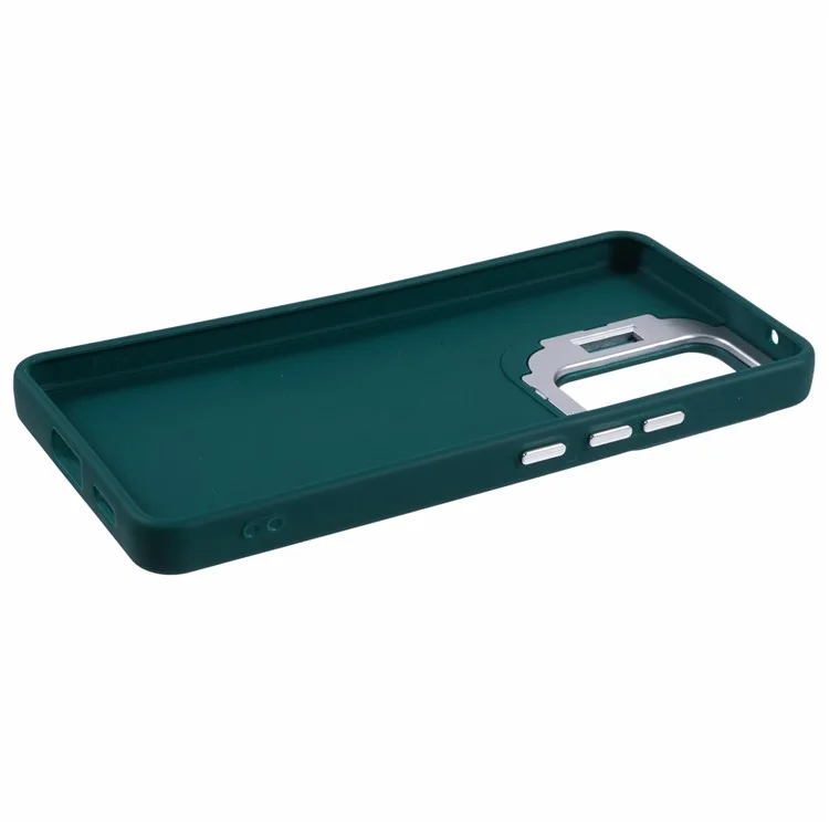Série QH pour la Samsung Galaxy A53 5G, étui de protection en silicone pour téléphone avec support pour objectif - Vert armée