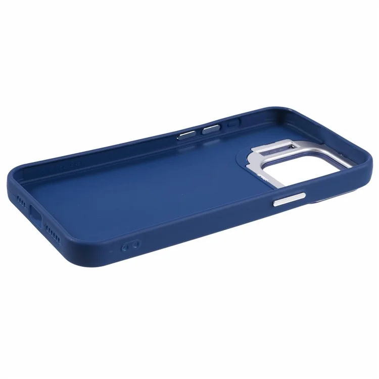 QH Series for iPhone 14 Pro Max Case Lens Frame Kickstand Silicone Anti-drop Phone Cover - Sapphire