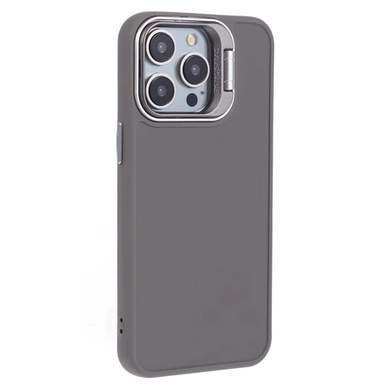 QH Series for iPhone 12 Pro Max Case Lens Frame Kickstand Silicone Phone Back Cover - Khaki