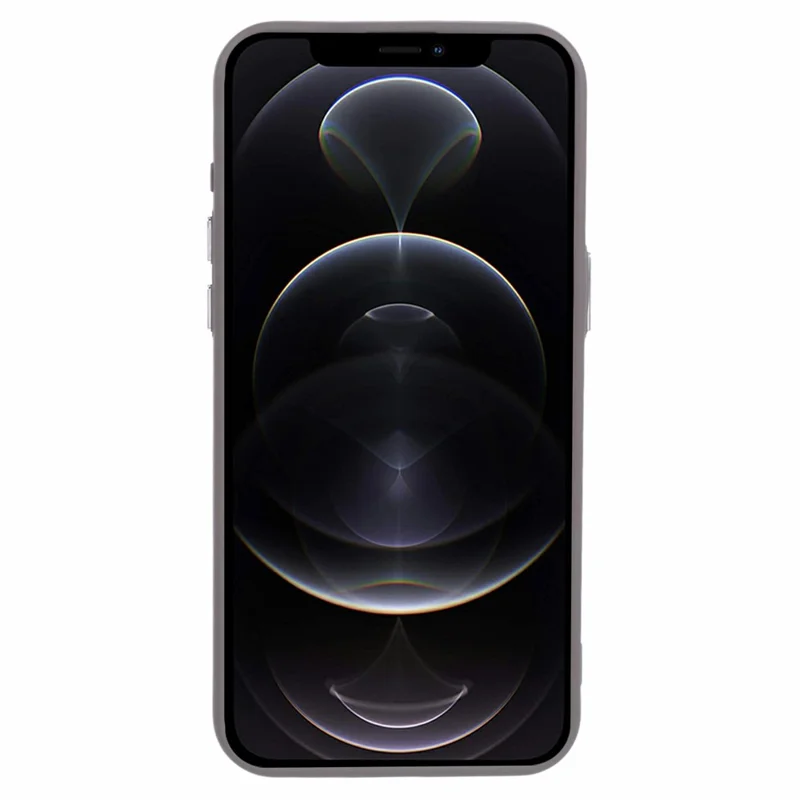 QH Series for iPhone 12 Pro Max Case Lens Frame Kickstand Silicone Phone Back Cover - Khaki