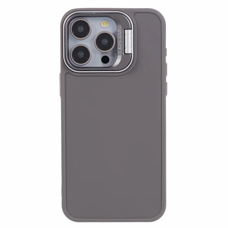 QH Series for iPhone 12 Pro Max Case Lens Frame Kickstand Silicone Phone Back Cover - Khaki