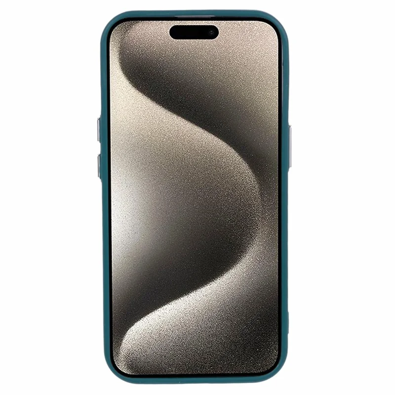 QH Series for iPhone 15 Silicone Case Lens Kickstand Anti-drop Phone Cover - Army Green