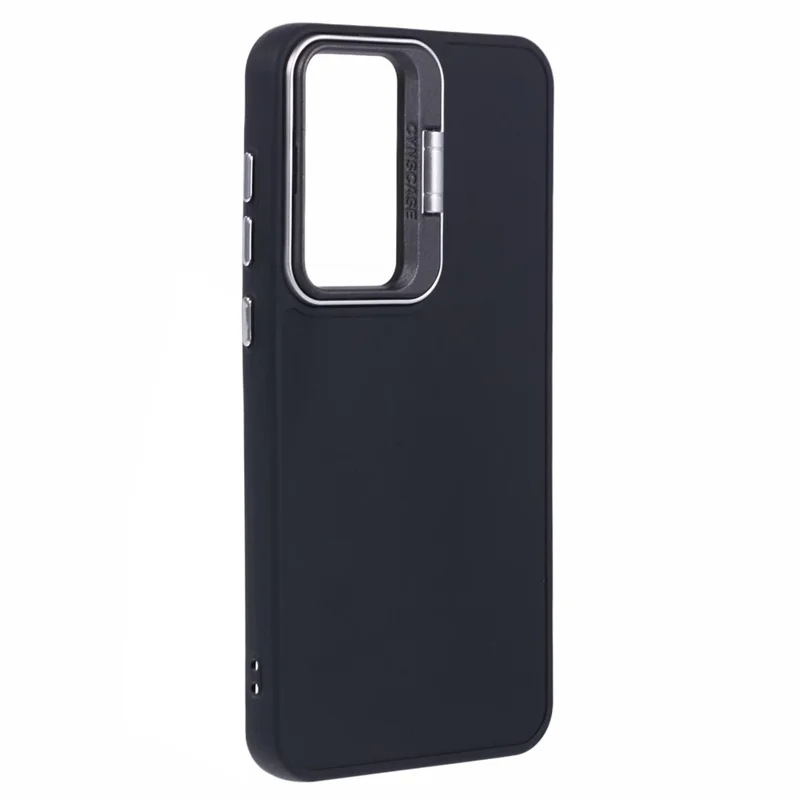 Cubierta de teléfono con marco para lente, soporte y tacto sedoso de silicona para Samsung Galaxy A54 5G - Negro