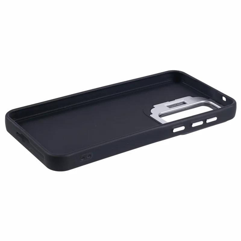 Cubierta de teléfono con marco para lente, soporte y tacto sedoso de silicona para Samsung Galaxy A54 5G - Negro