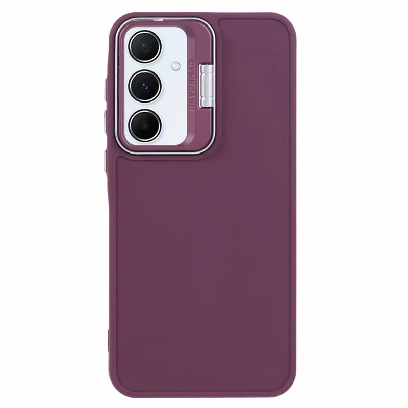 QH Series for Samsung Galaxy A54 5G Case Lens Frame Kickstand Silky Touch Silicone Phone Cover - Wine Red