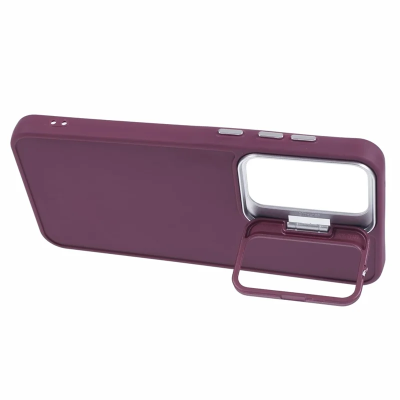 QH Series for Samsung Galaxy A54 5G Case Lens Frame Kickstand Silky Touch Silicone Phone Cover - Wine Red