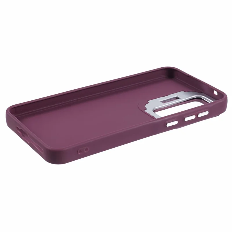 QH Series for Samsung Galaxy A54 5G Case Lens Frame Kickstand Silky Touch Silicone Phone Cover - Wine Red